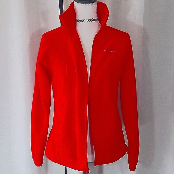 Columbia Red Fleece Sport Zippered Jacket. S - Picture 1 of 14